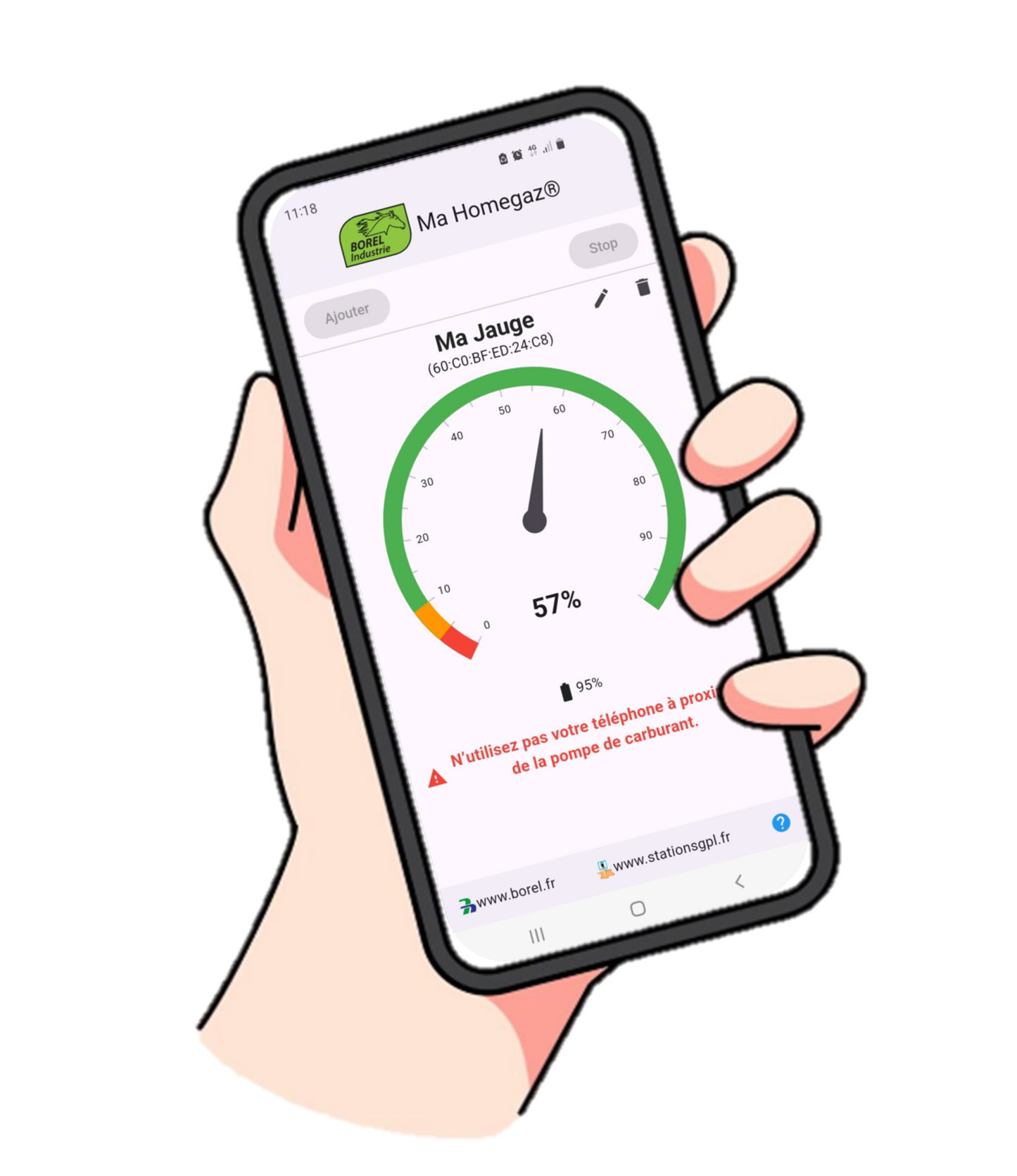 Jauge Bluetooth avec l'application "Ma Homegaz"