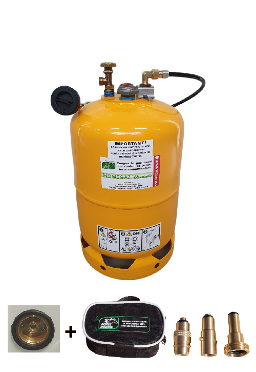 Kit Réservoir « Bouteille » GPL avec 4 Adaptateurs pour tous les Pays - HOMEGAZ