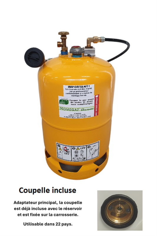 Kit Réservoir « Bouteille » GPL avec Adaptateur 22 pays - HOMEGAZ