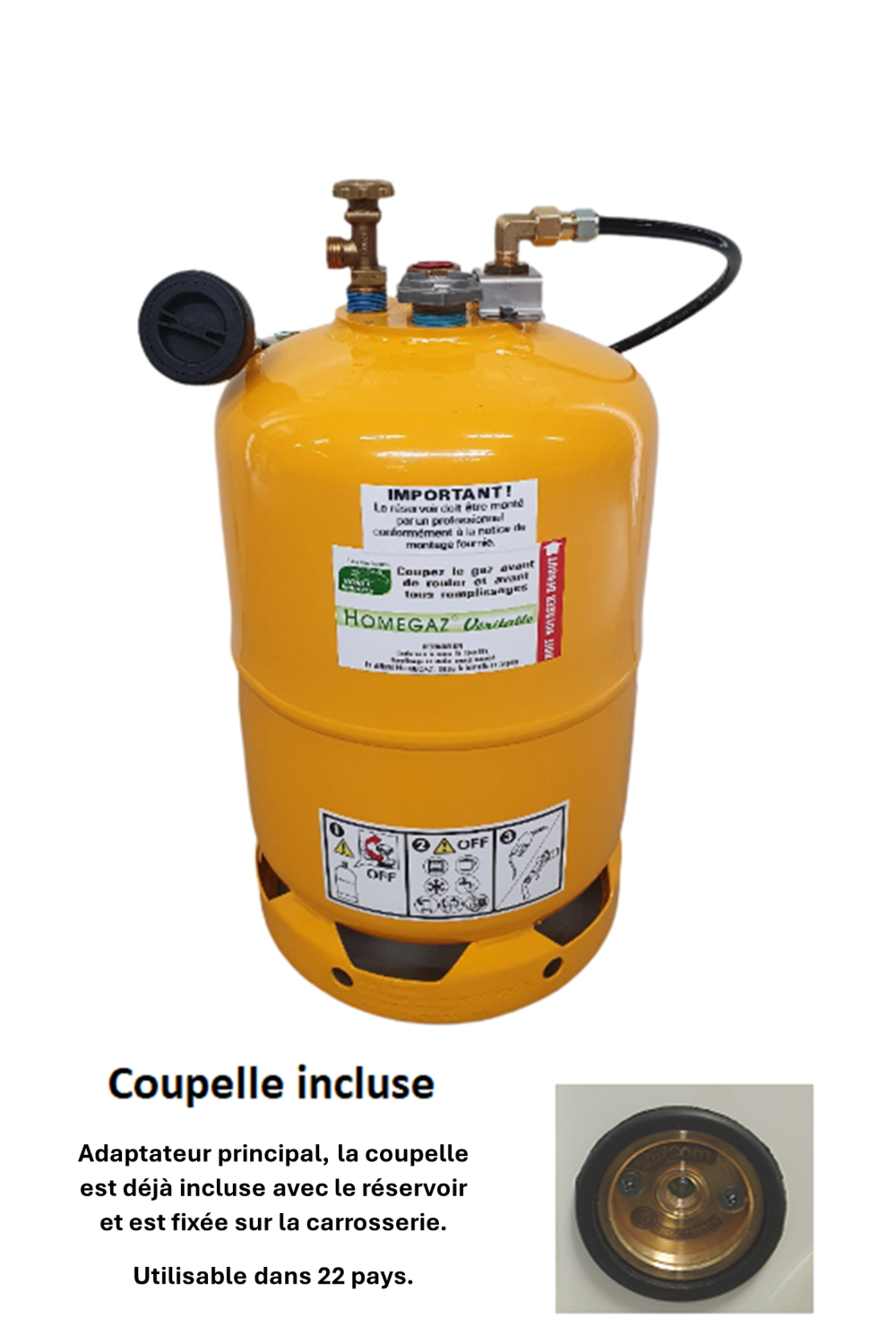 Kit Bouteille GPL avec Adaptateur 22 pays - HOMEGAZ